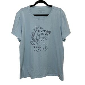 Life Is Good Crusher Tee Women’s XXL Blue Winnie And Piglet Short Sleeve T-Shirt